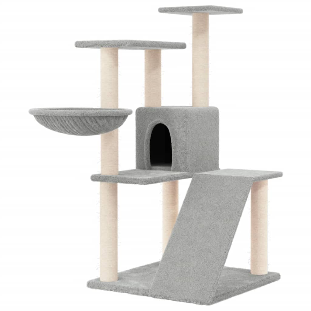 vidaXL Draskyklė katėms su stovais iš sizalio, šviesiai pilka, 94cm