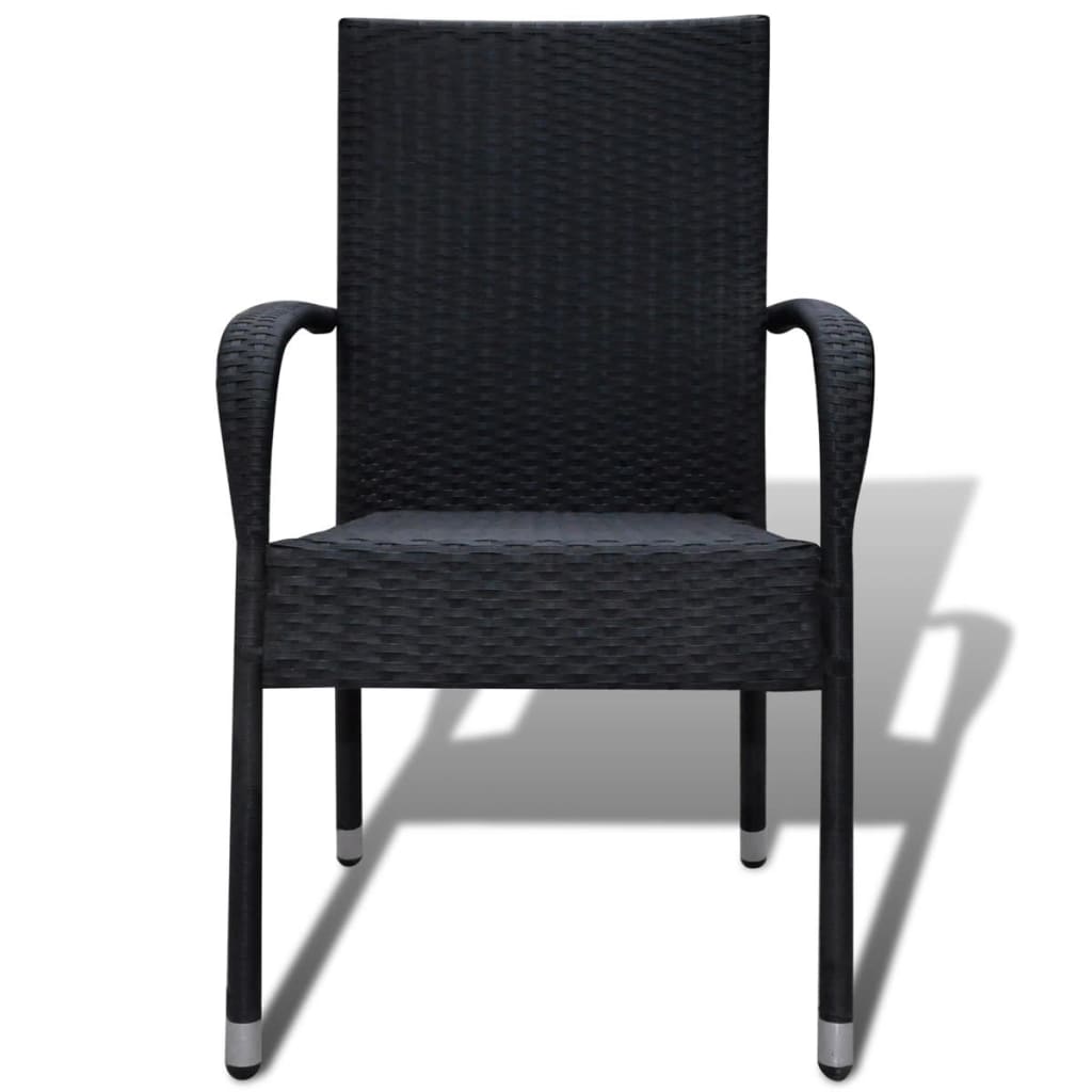 vidaXL Sodo kėdės, 2 vnt., sintetinis ratanas, juodos
