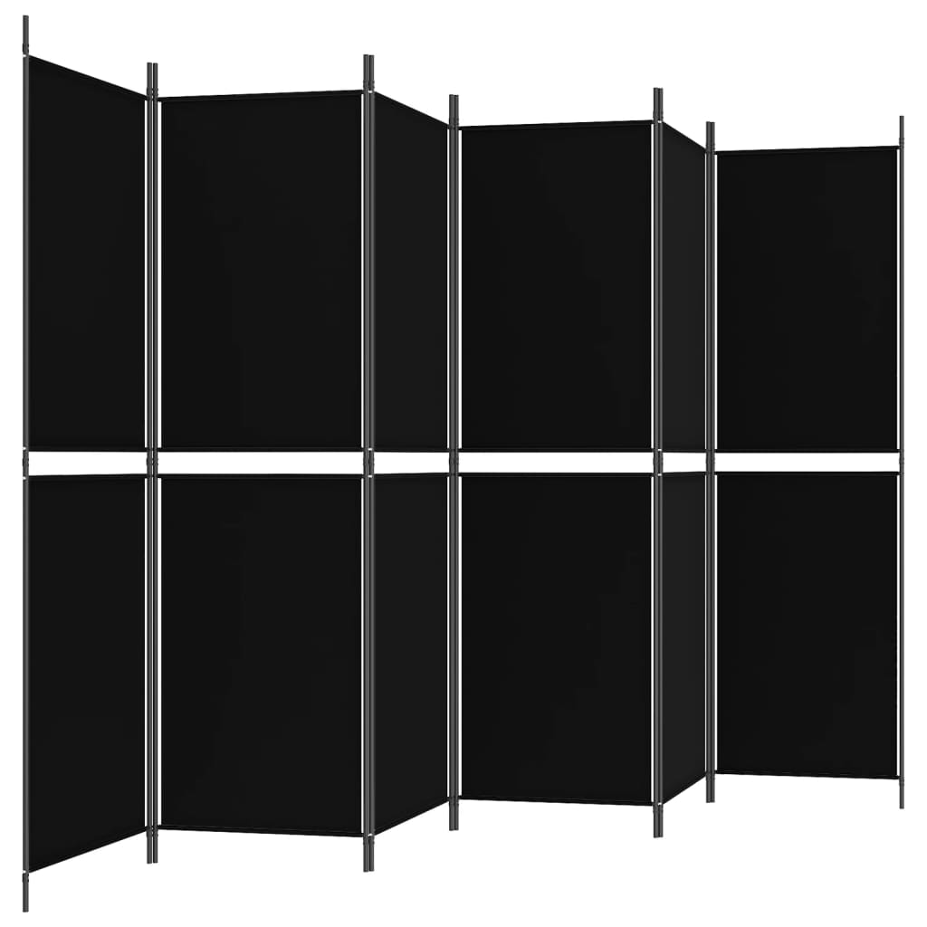 vidaXL Kambario pertvara, 6 dalių, juodos spalvos, 300x180cm, audinys