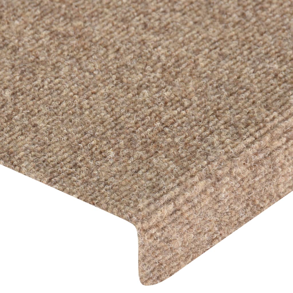 vidaXL Laiptų kilimėliai, 15 vnt., kreminės spalvos, 65x21x4 cm