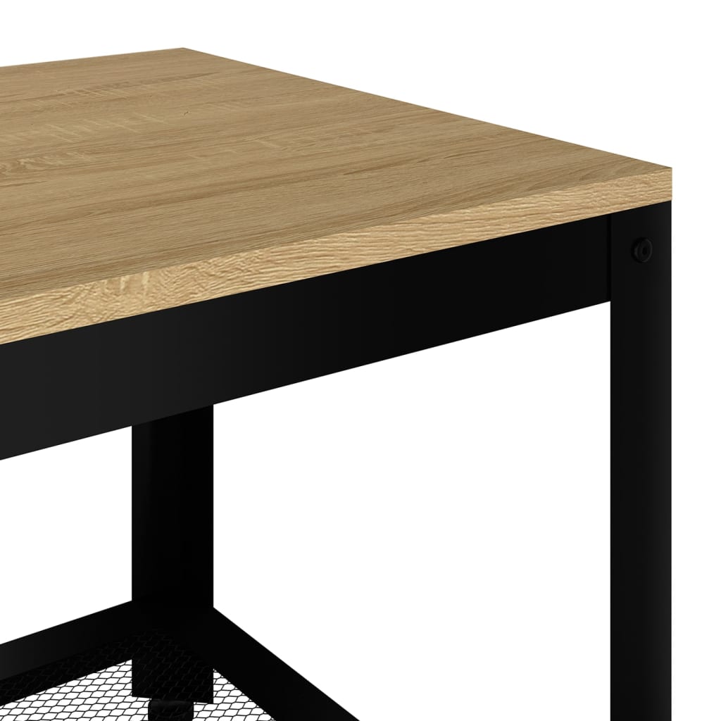 vidaXL Kavos staliukas, šviesiai rudas/juodas, 90x45x45cm, MDF/geležis