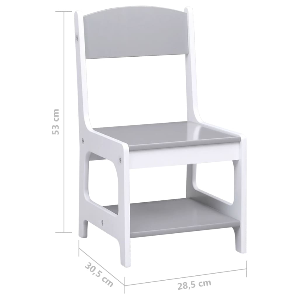 vidaXL Vaikiškas stalas su 2 kėdėmis, baltos spalvos, MDF
