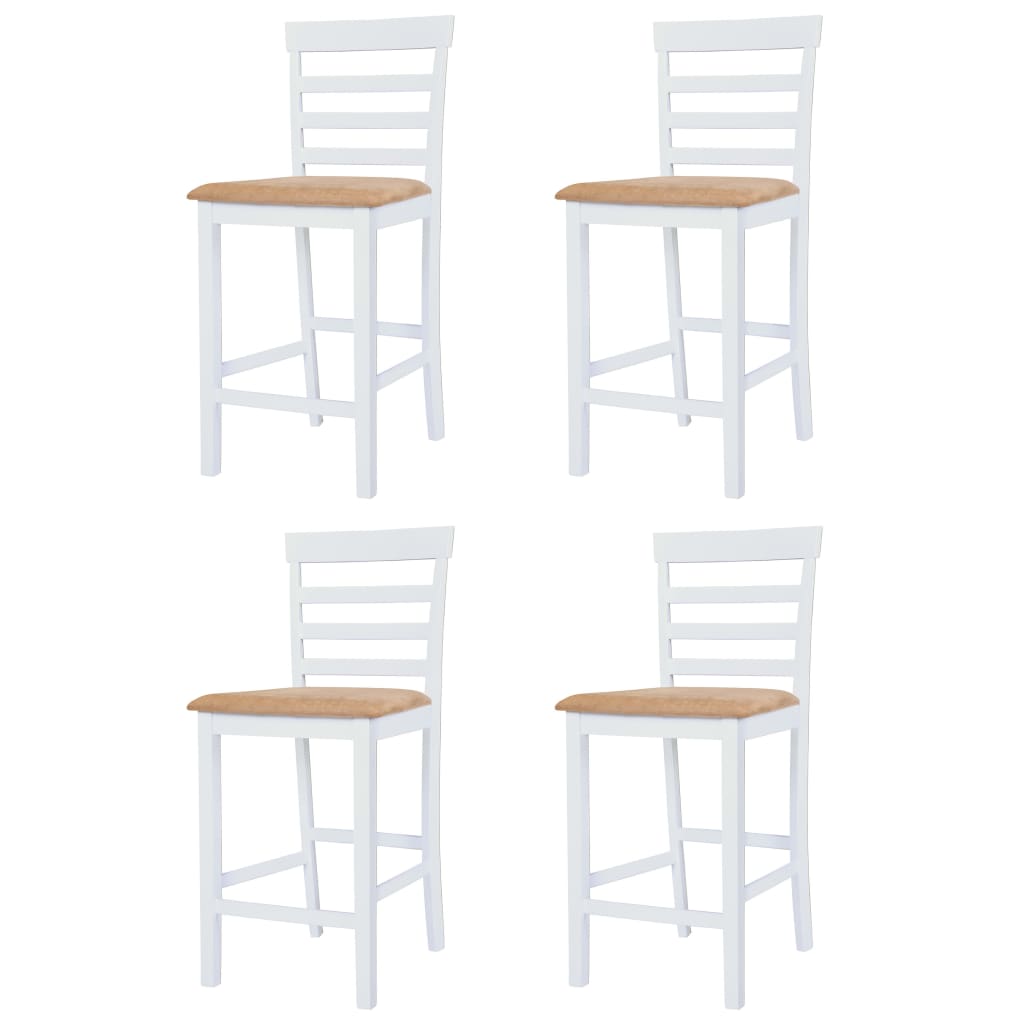 vidaXL Baro stalo ir kėdžių kompl., 5d., med. mas., rud. ir balt. sp.