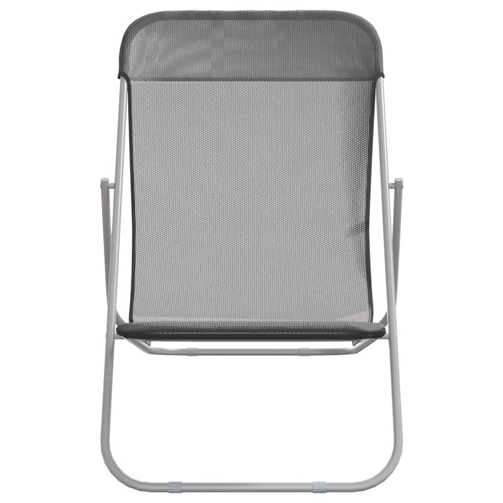 vidaXL Paplūdimio kėdės, 2vnt., pilkos, tekstilenas ir plienas