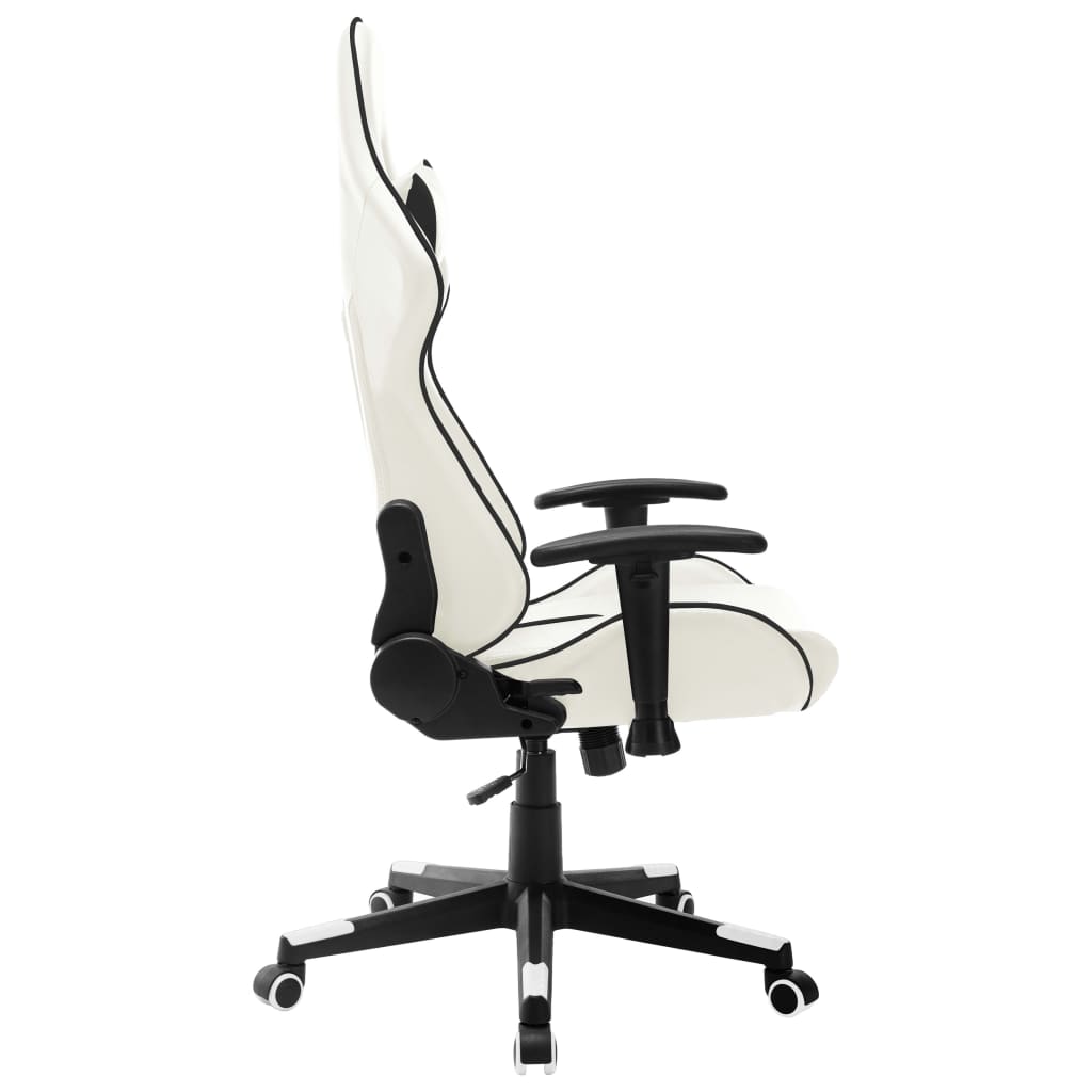 vidaXL Žaidimų kėdė, baltos ir juodos spalvos, dirbtinė oda
