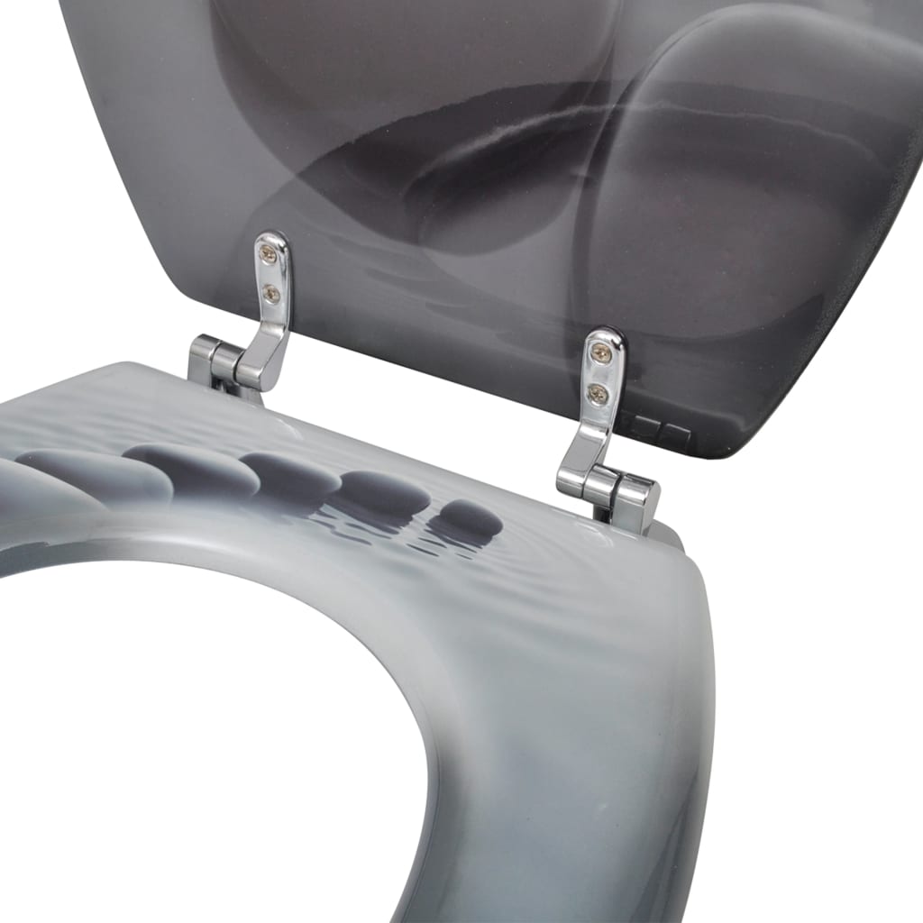 vidaXL Klozeto sėdynės su dangčiu, 2vnt., MDF, akmenų dizainas