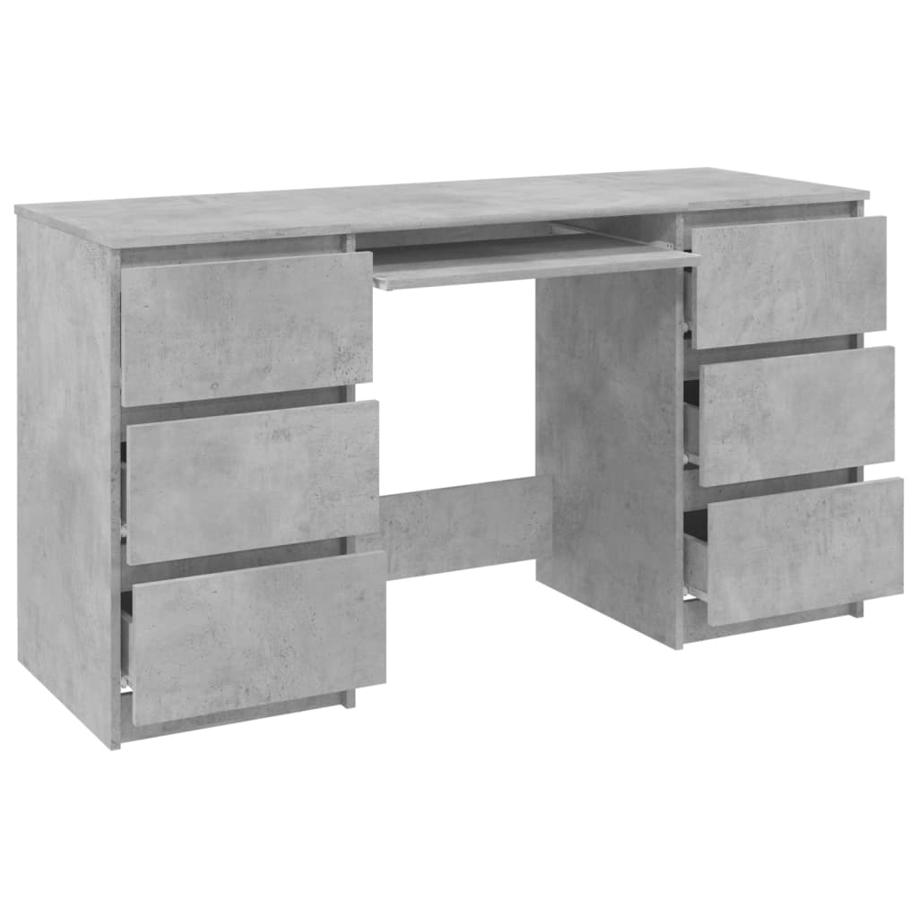 vidaXL Rašomasis stalas, betono pilkas, 140x50x77cm, apdirbta mediena