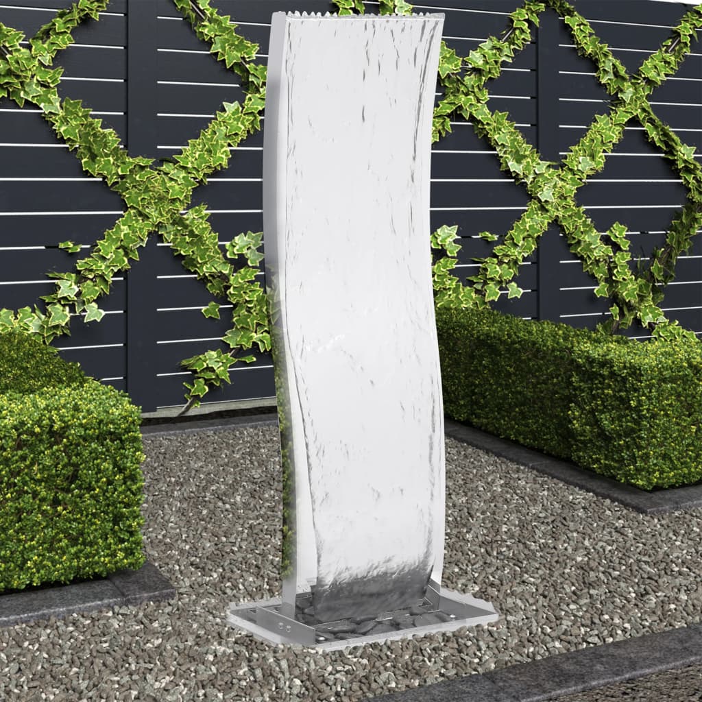 vidaXL Baseino fontanas su siurbliu, nerūdijantis plienas, 130 cm