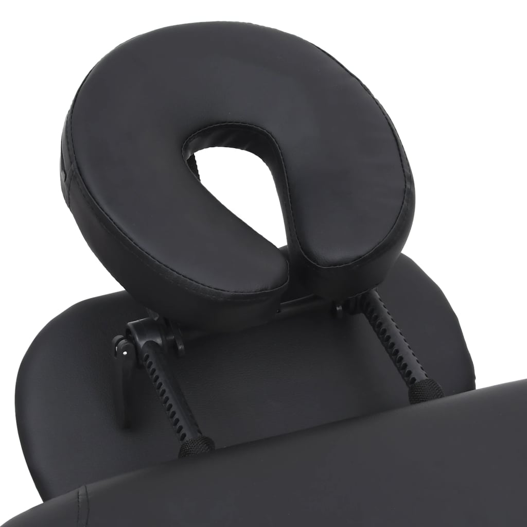 vidaXL Masažo stalas, juodos spalvos, dirbtinė oda, 3 zonų