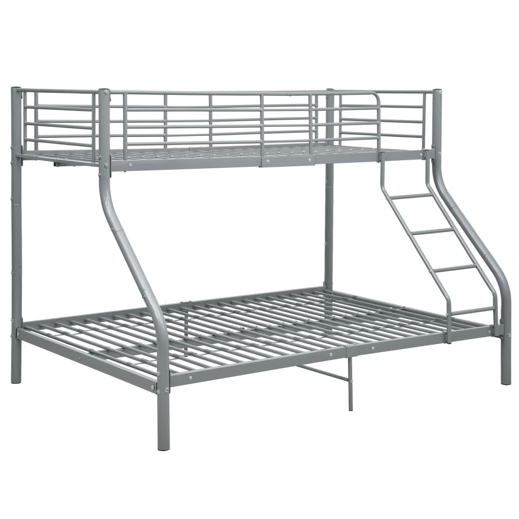 vidaXL Dviaukštės lovos rėmas, pilkas, 140x200cm/90x200cm, metalas