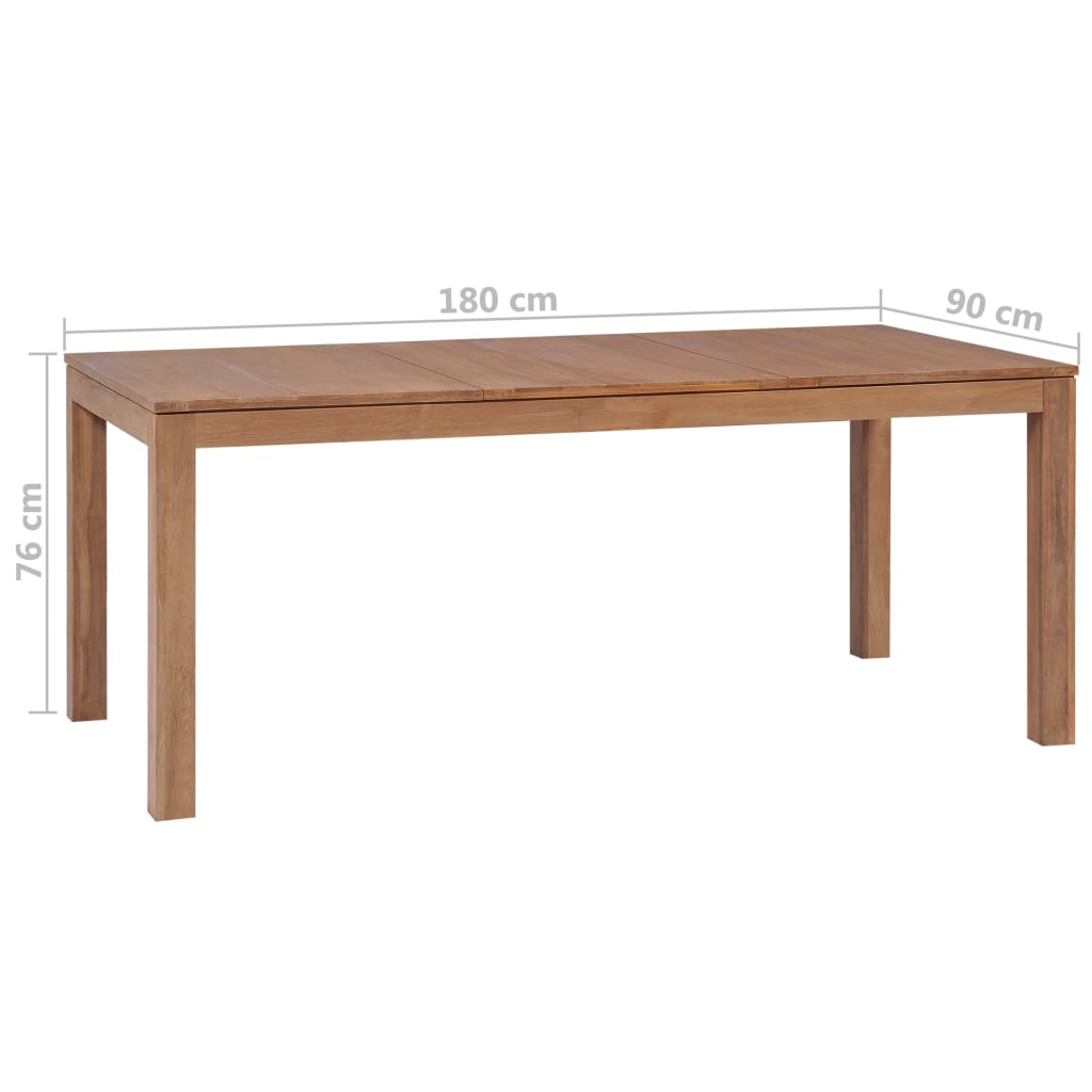 vidaXL Valgomojo stalas, tik. med. mas. su natūr. apd., 180x90x76cm