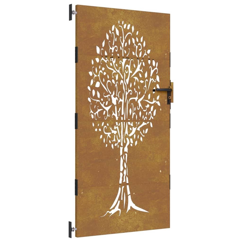 vidaXL Sodo vartai, 85x175cm, corten plienas, medžio dizaino