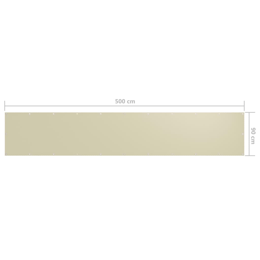 vidaXL Balkono pertvara, kreminės spalvos, 90x500cm, oksfordo audinys