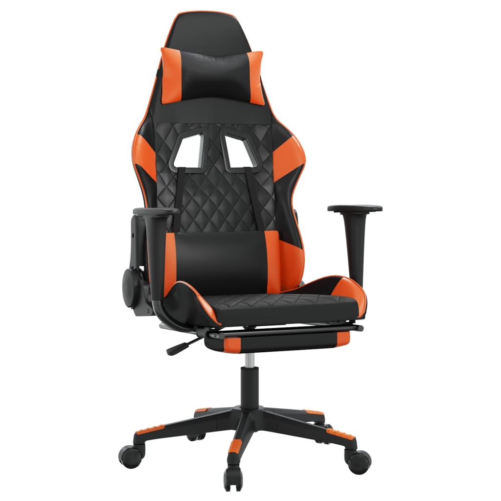 vidaXL Masažinė žaidimų kėdė su pakoja, juoda/oranžinė, dirbtinė oda