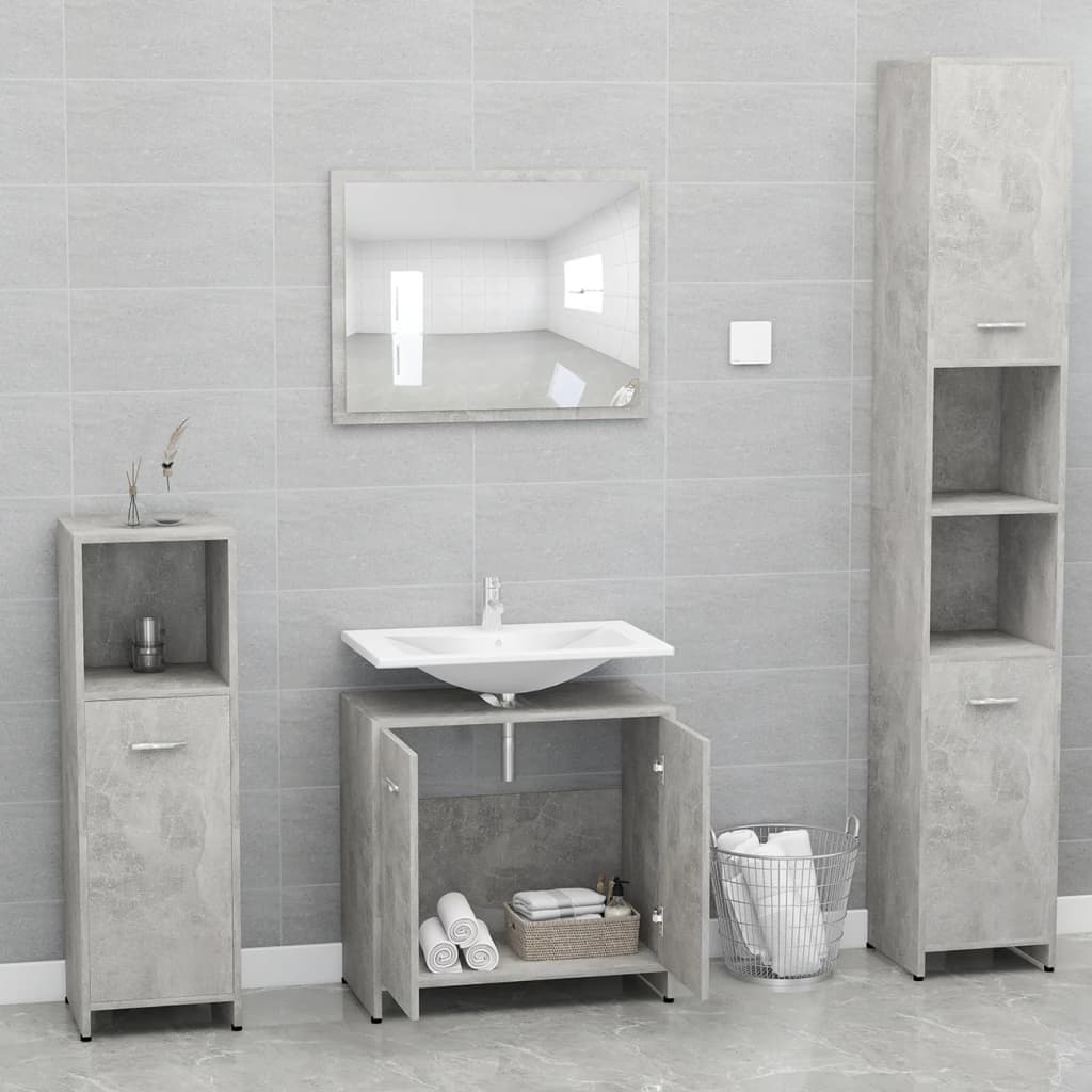 vidaXL Vonios baldų komplektas, betono pilkas, apdirbta mediena