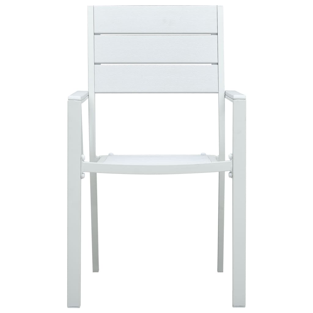 vidaXL Sodo kėdės, 4vnt., baltos spalvos, HDPE, medienos imitacija