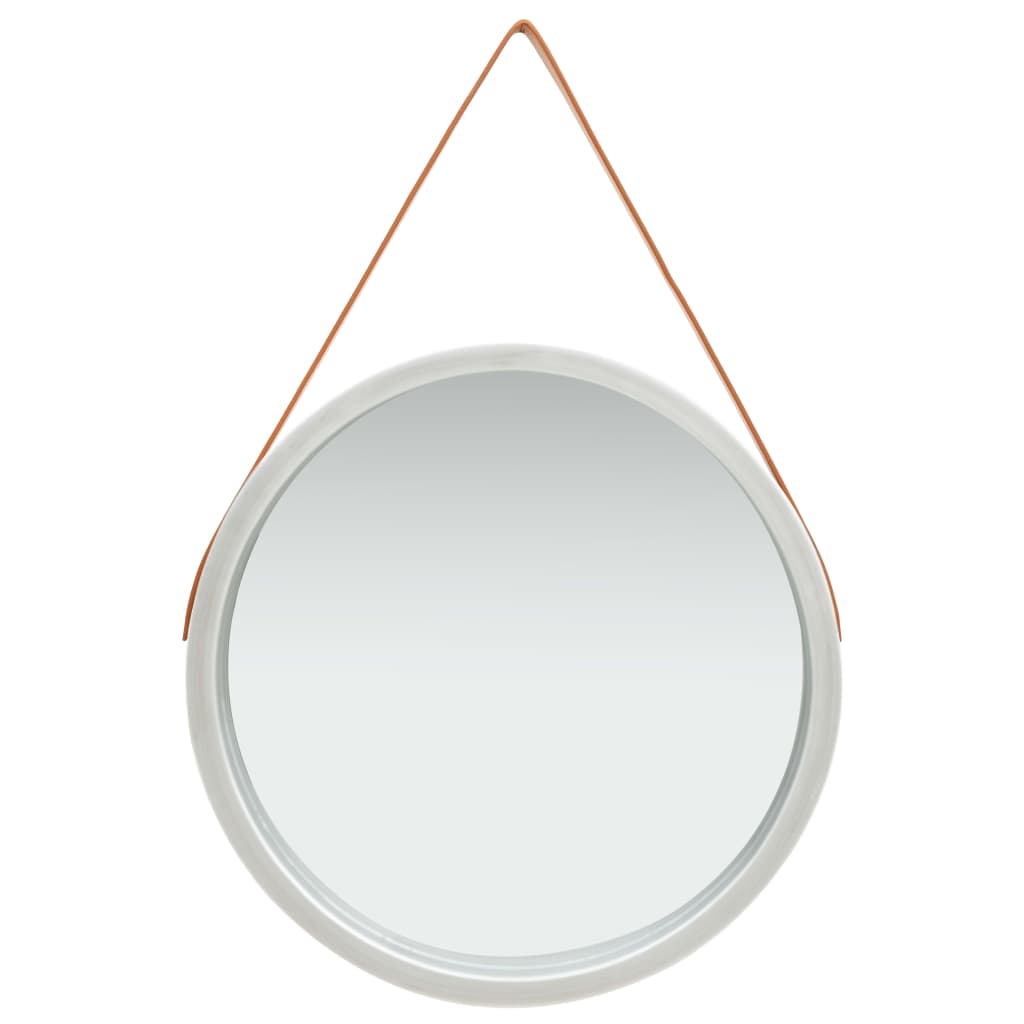 vidaXL Sieninis veidrodis su dirželiu, sidabrinės spalvos, 60cm