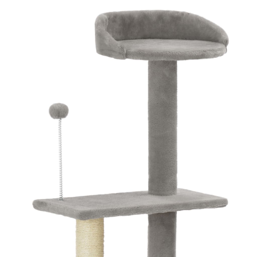 vidaXL Draskyklė katėms su stovu iš sizalio, pilkos spalvos, 125 cm