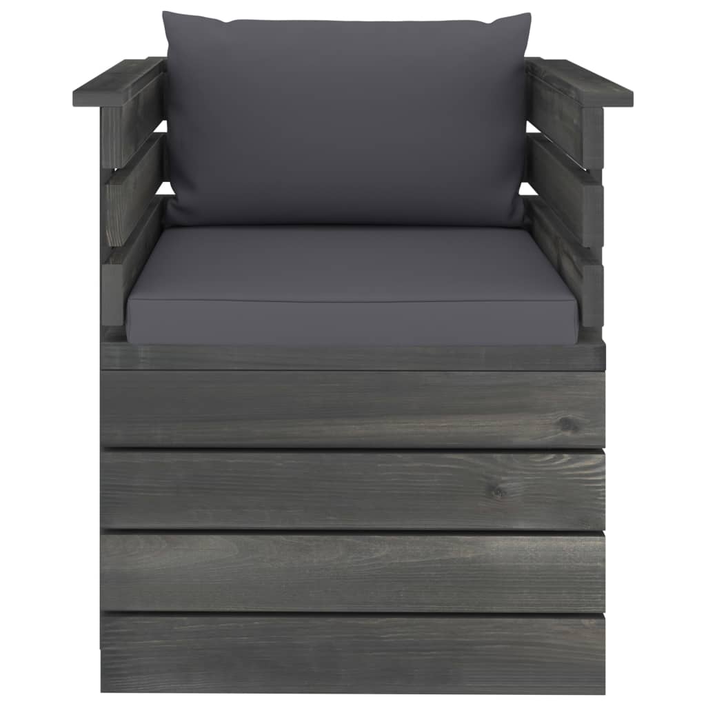 vidaXL Sodo krėslas su pagalvėlėmis, pušies mediena (315417+315052)