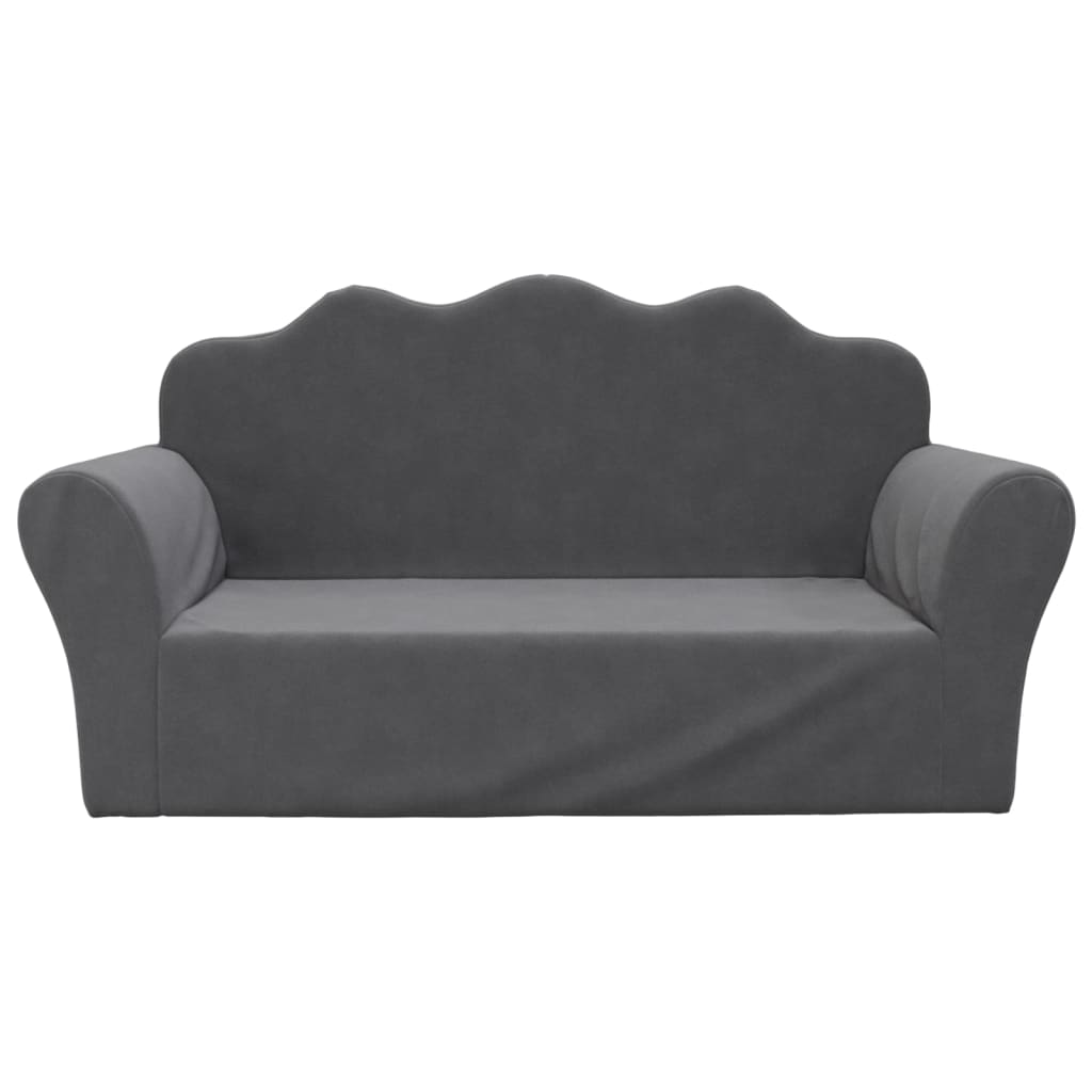 vidaXL Dvivietė vaikiška sofa, antracito spalvos, minkštas pliušas