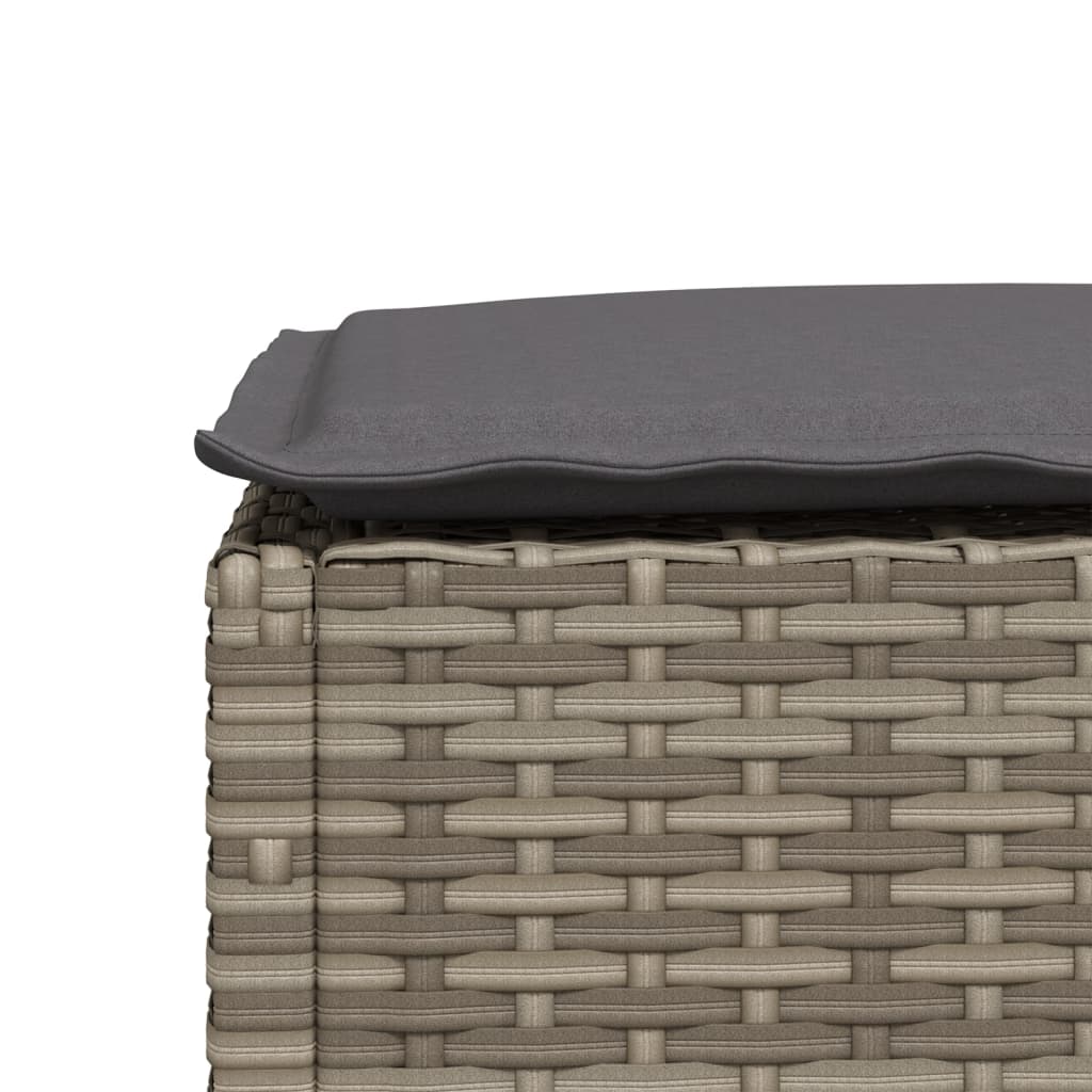 vidaXL Sodo taburetė su pagalvėle, pilka, 63,5x56x32cm, poliratanas