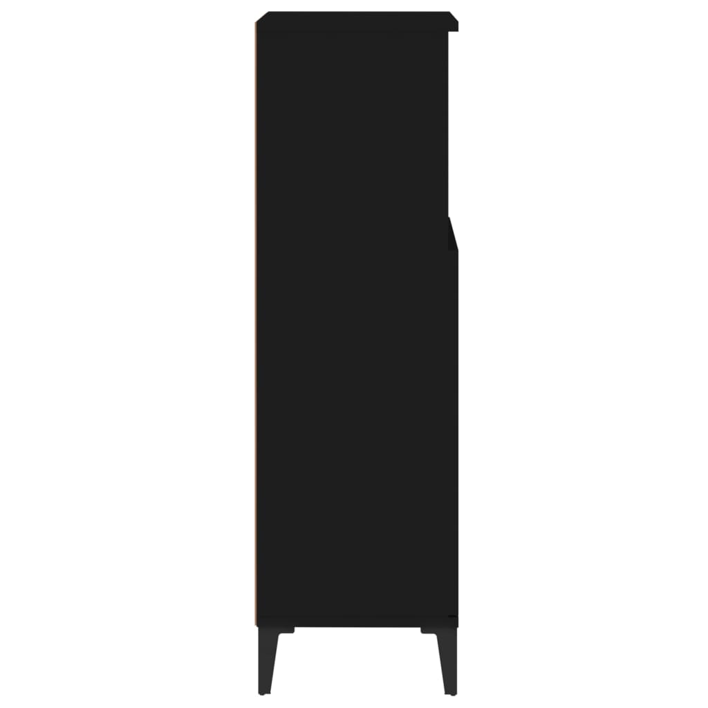 vidaXL Vonios kambario spintelė, juoda, 30x30x100cm, apdirbta mediena