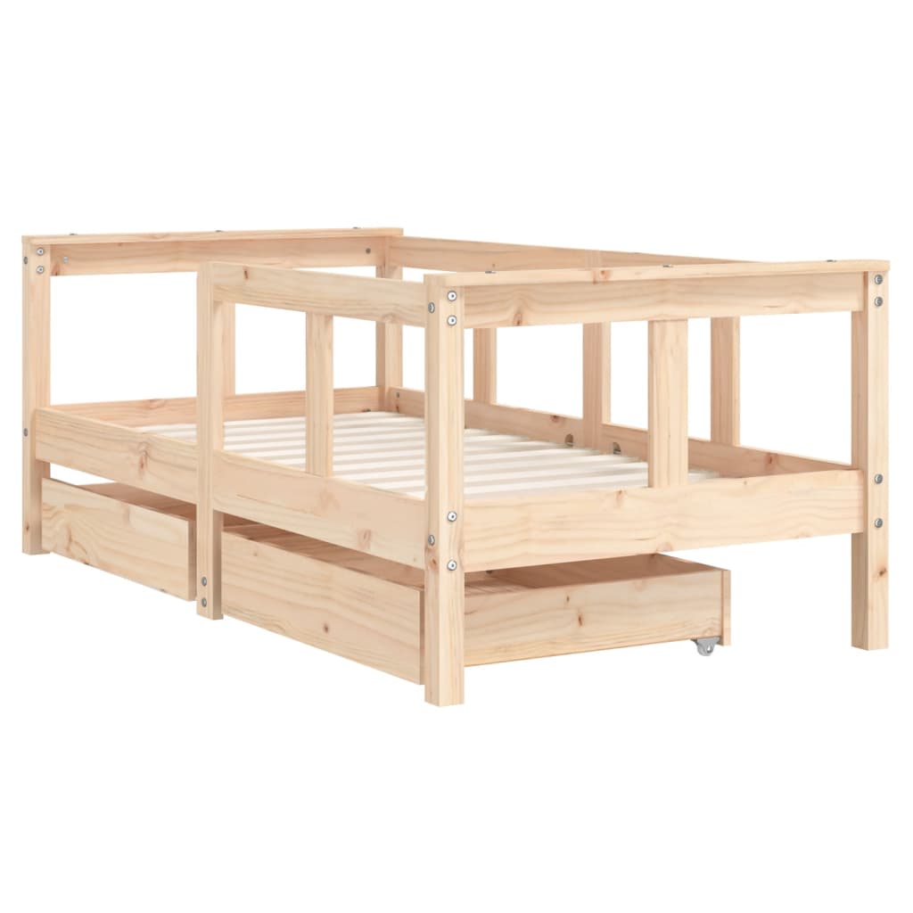 vidaXL Vaikiškos lovos rėmas su stalčiais, 70x140cm, pušies masyvas