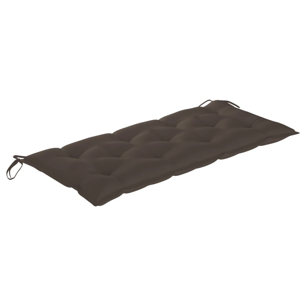 vidaXL Supamas suoliukas su taupe spalvos pagalvėle, 120cm, tikmedis