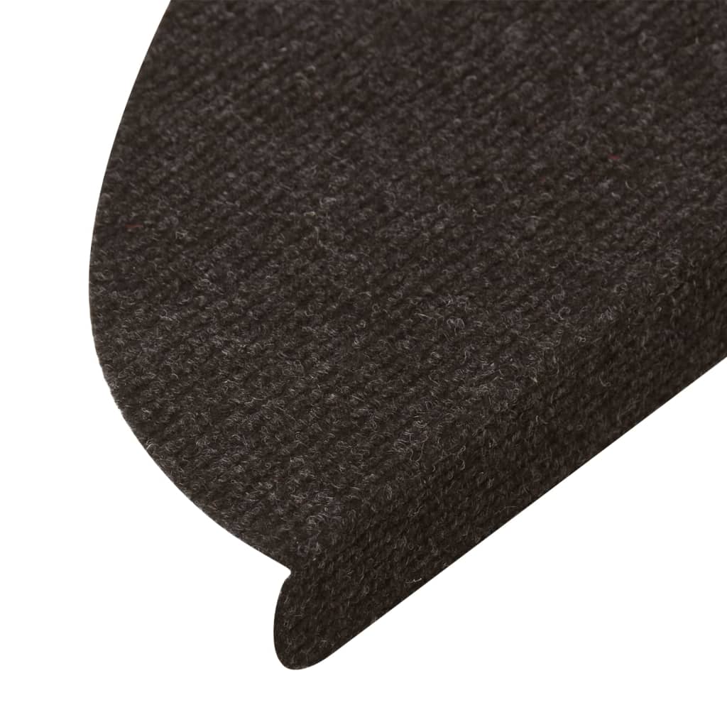 vidaXL Lipnūs laiptų kilimėliai, 10vnt., juodos spalvos, 56x17x3cm