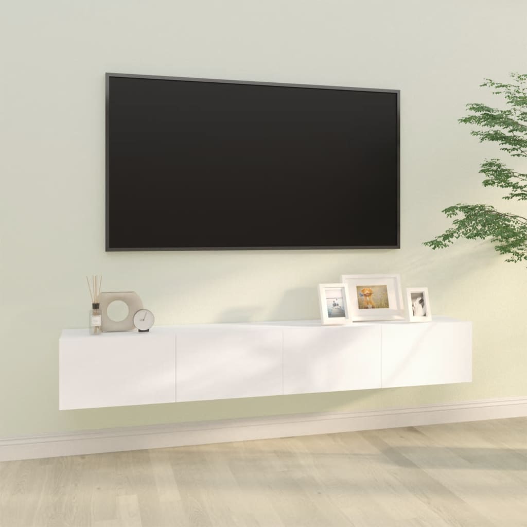 vidaXL Televizoriaus spintelės, 2vnt., baltos, 100x30x30cm, mediena