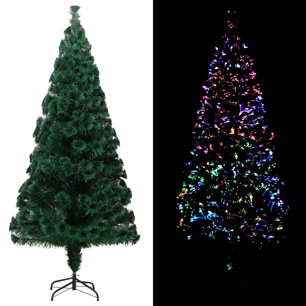 vidaXL Dirbtinė Kalėdų eglutė su stovu, žalia, 240cm, optinis pluoštas