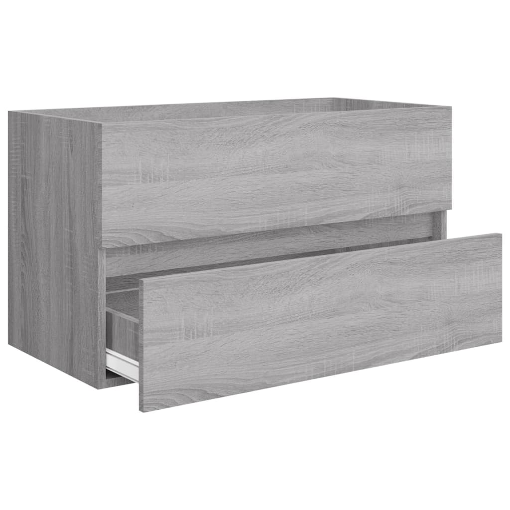vidaXL Vonios baldų komplektas, 2 dalių, pilkas ąžuolo, mediena