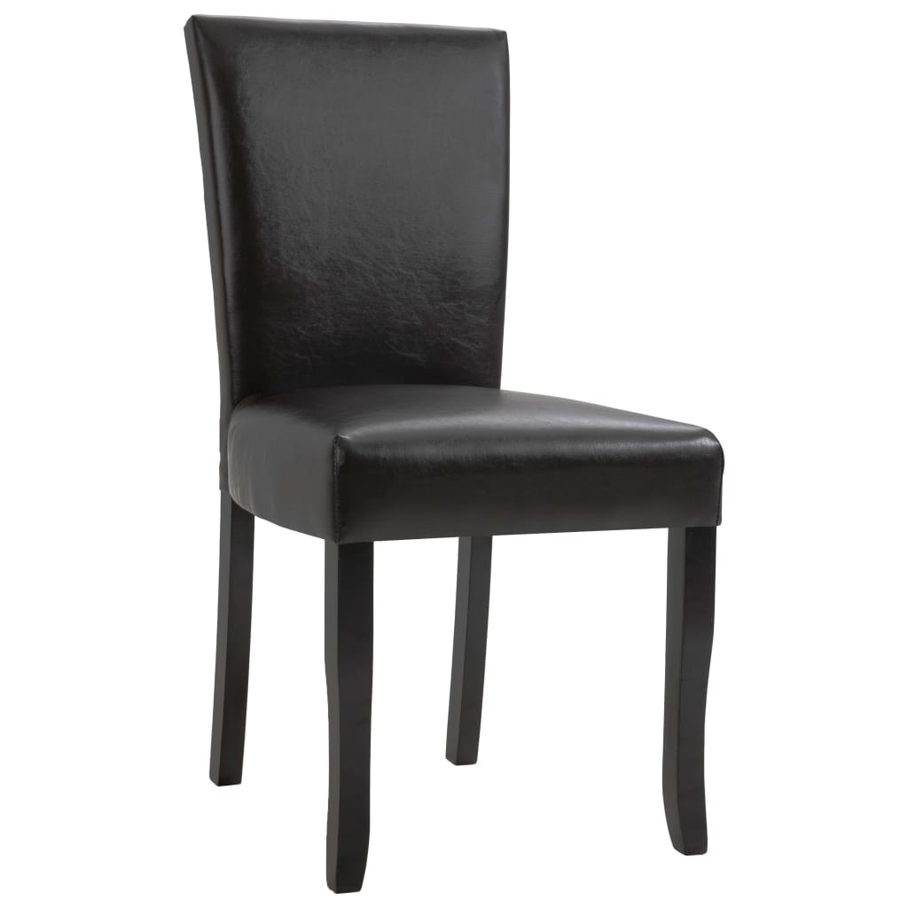 vidaXL Valgomojo kėdės, 2 vnt., tamsiai rudos, dirbtinė oda