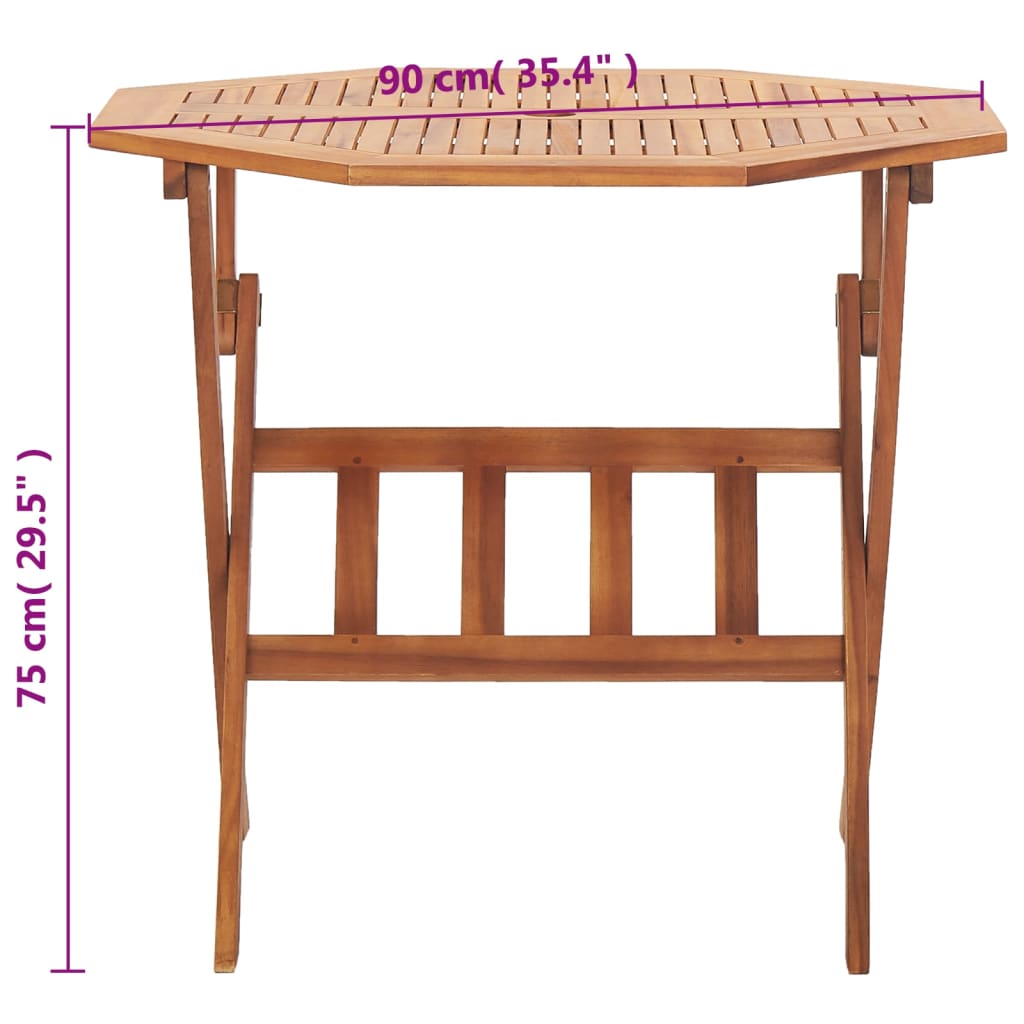 vidaXL Sulankstomas sodo stalas, 90x75cm, akacijos medienos masyvas