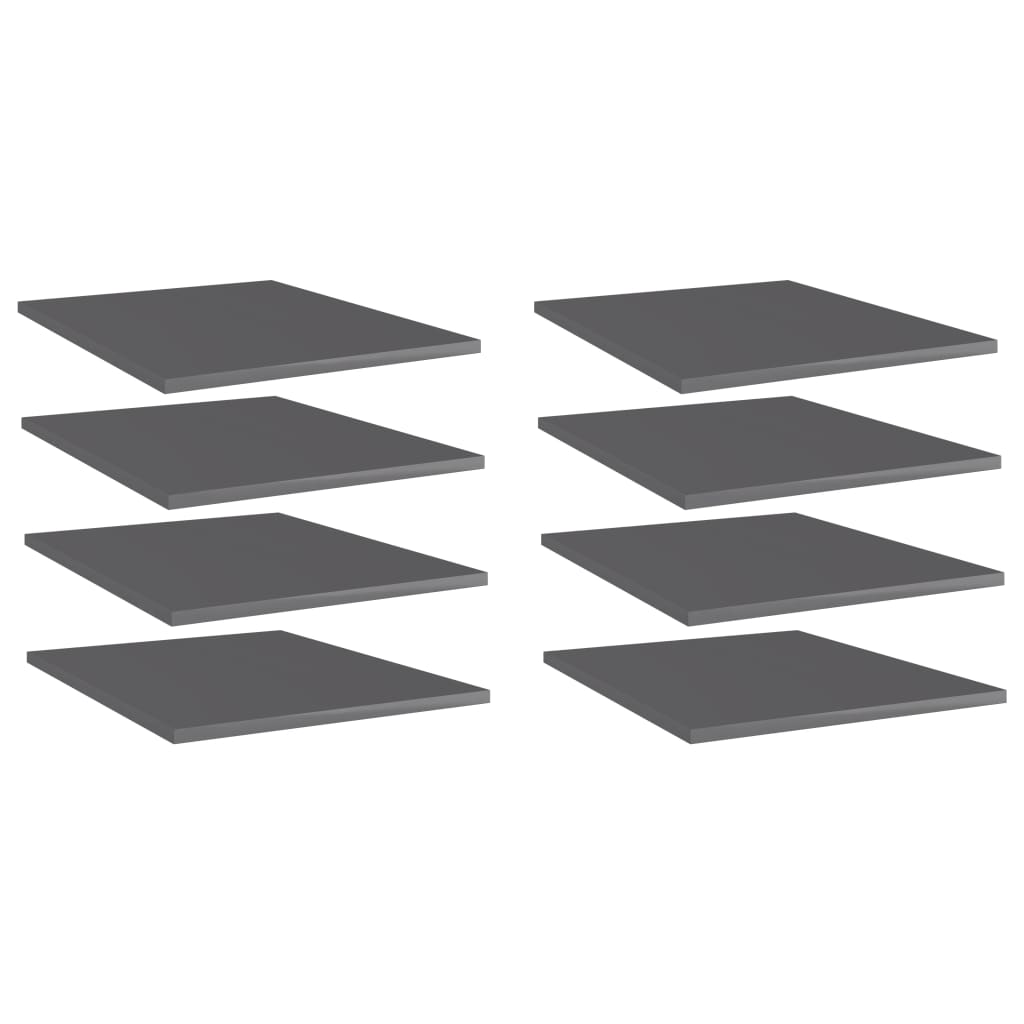 vidaXL Knygų lentynos plokštės, 8vnt., pilkos, 40x50x1,5cm, MDP