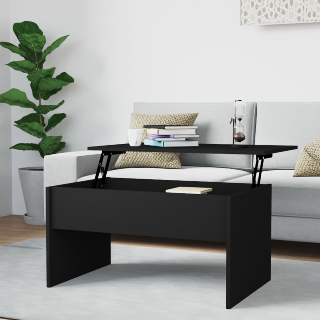 vidaXL Kavos staliukas, juodas, 80x50,5x41,5cm, apdirbta mediena