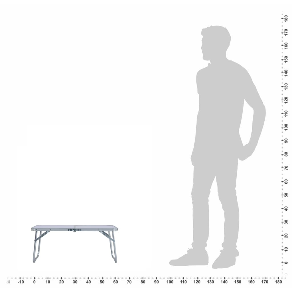 vidaXL Sulankstomas stovyklavimo stalas, baltas, 60x40cm, aliuminis
