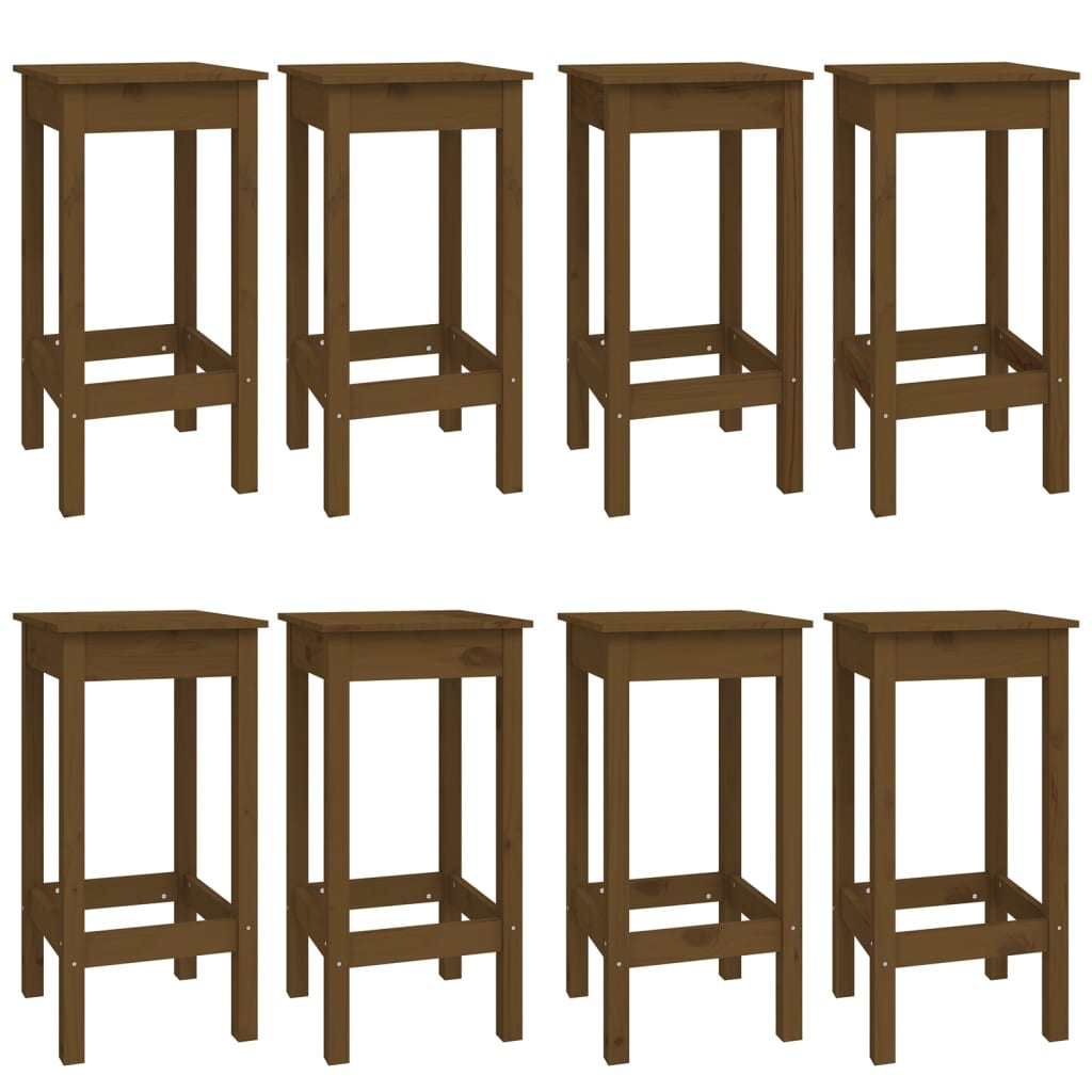 vidaXL Baro baldų komplektas, 9 dalių, medaus rudas, pušies masyvas