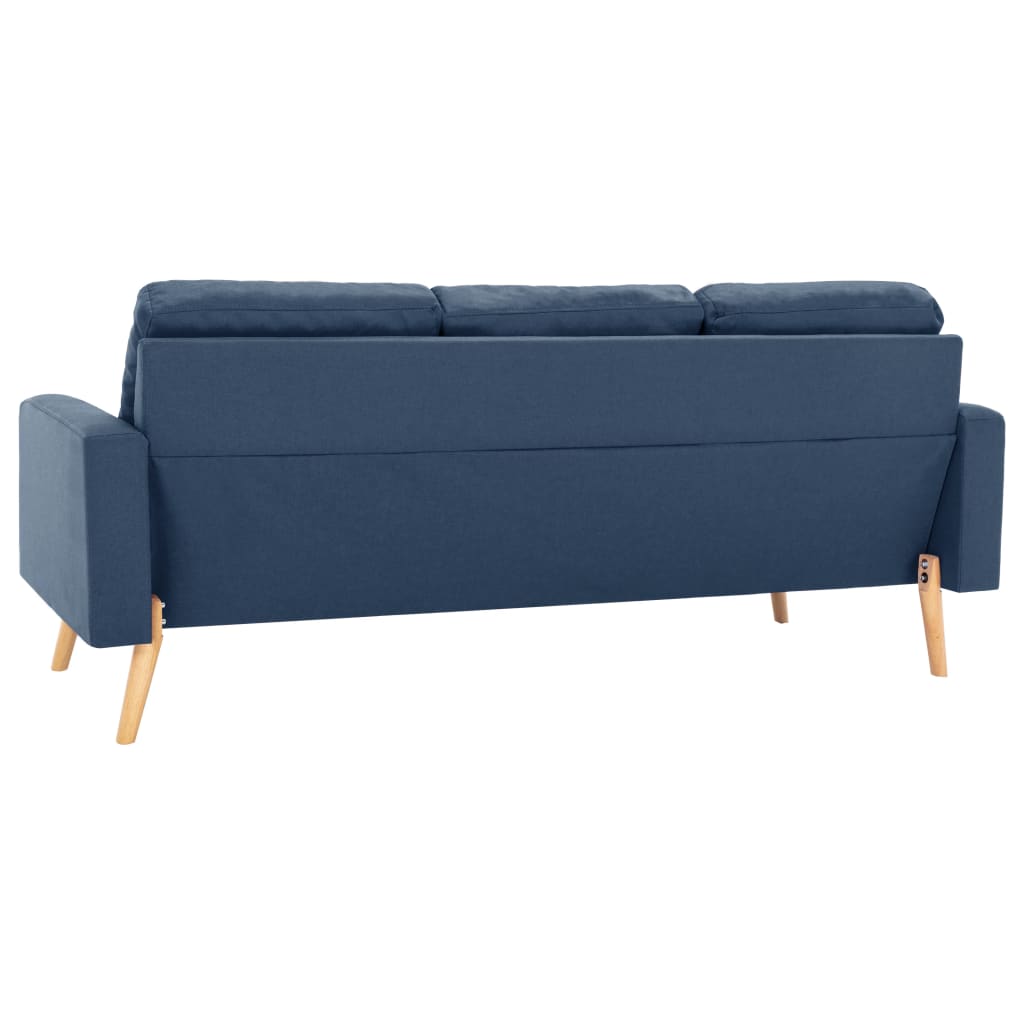 vidaXL Trivietė sofa, mėlynos spalvos, audinys