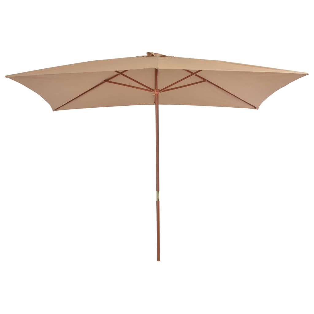 vidaXL Lauko skėtis su mediniu stulpu, 200x300cm, taupe spalvos