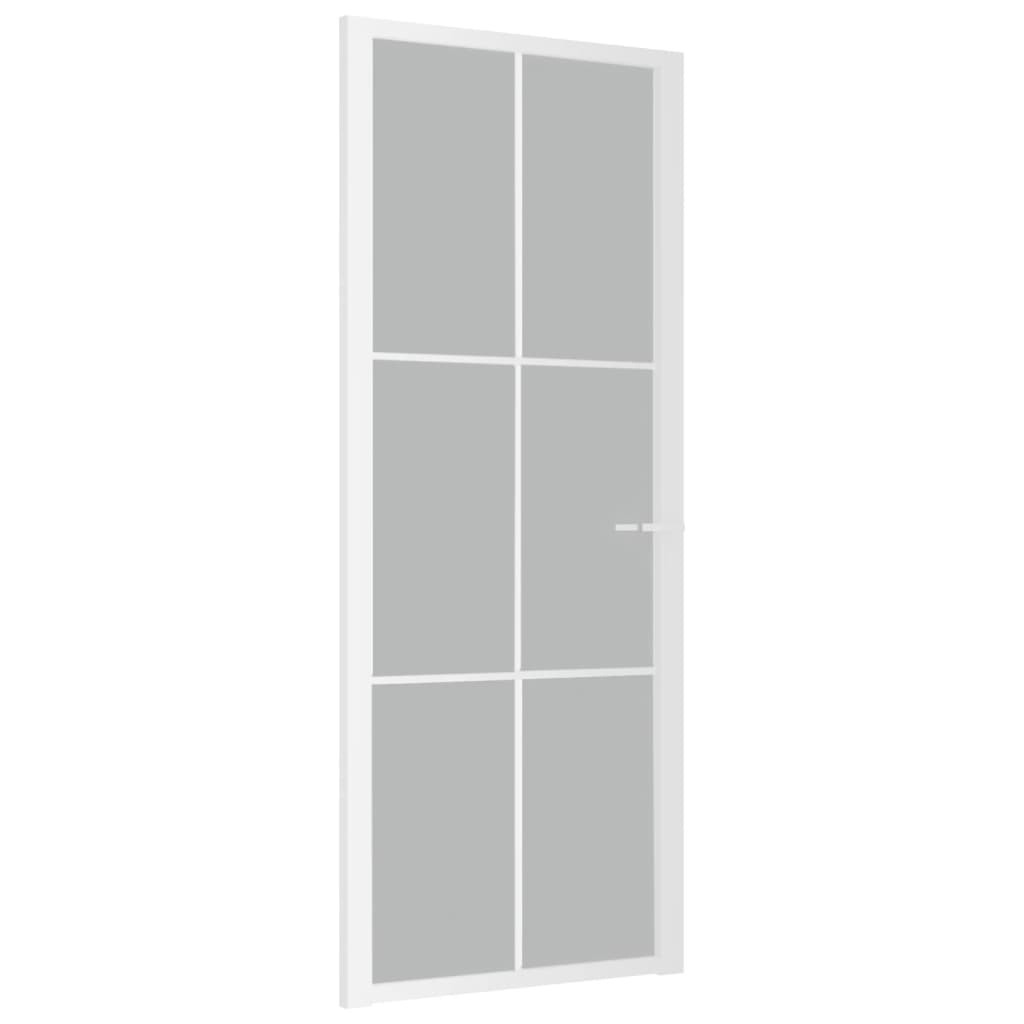 vidaXL Vidaus durys, baltos, 83x201,5cm, matinis stiklas ir aliuminis