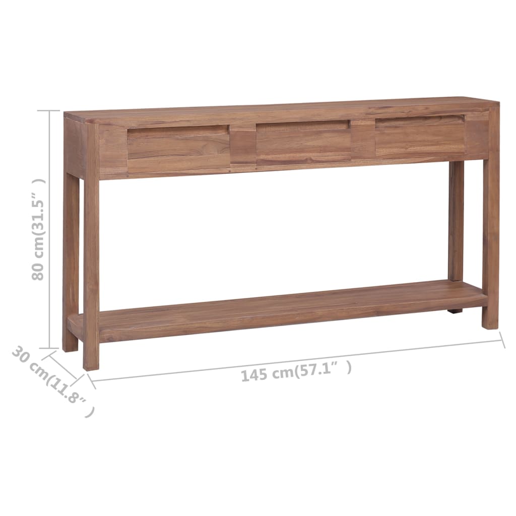 vidaXL Konsolinis staliukas, 145x30x80cm, tikmedžio medienos masyvas