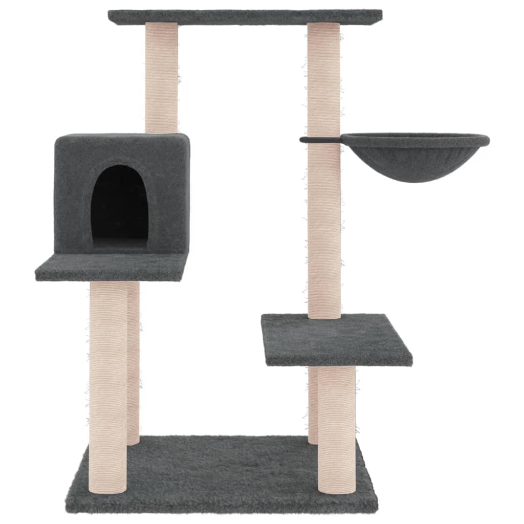 vidaXL Draskyklė katėms su stovais iš sizalio, tamsiai pilka, 82,5cm