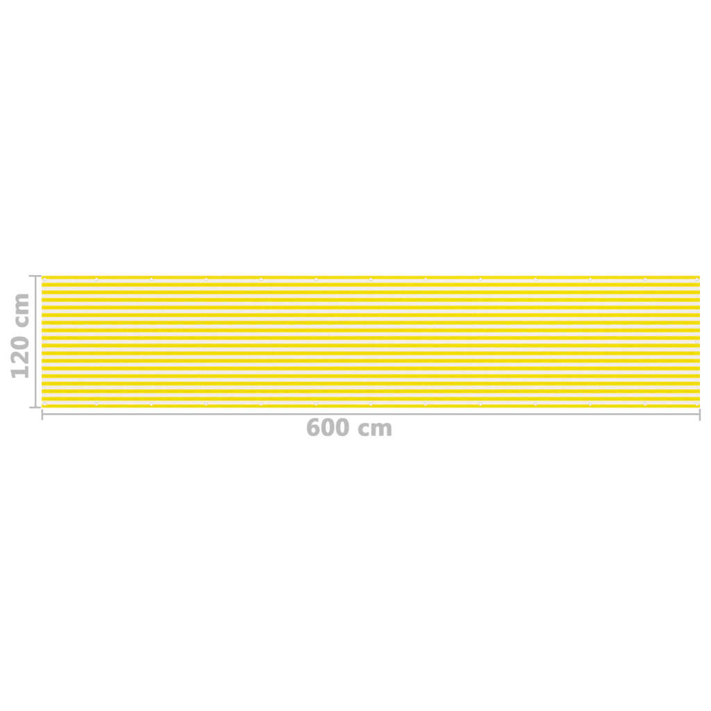 vidaXL Balkono pertvara, geltonos ir baltos spalvos, 120x600cm, HDPE