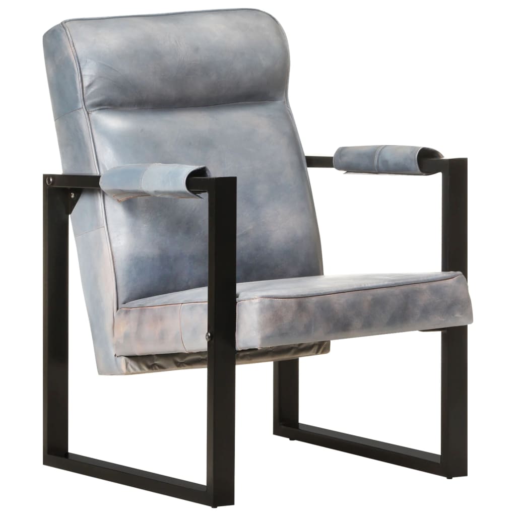 vidaXL sofa-kėdė 60x75x90 cm pilka spalva, tikra ožkos oda