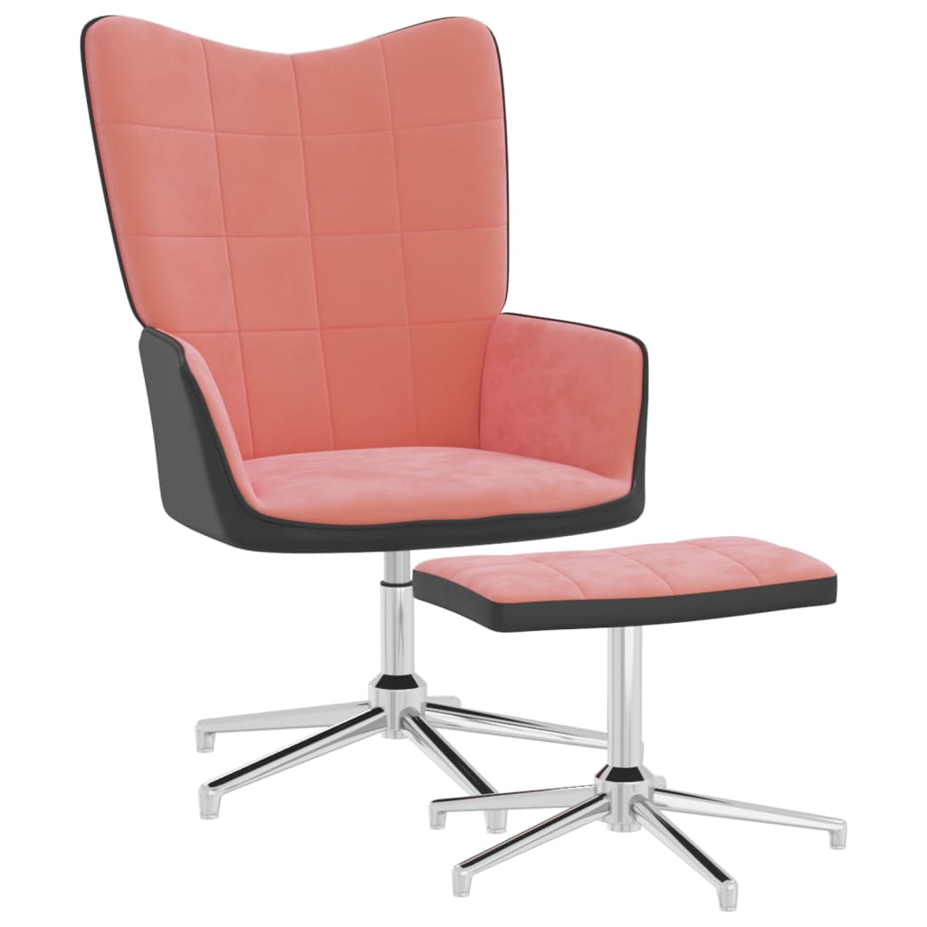 vidaXL Poilsio kėdė su pakoja, rožinės spalvos, aksomas ir PVC