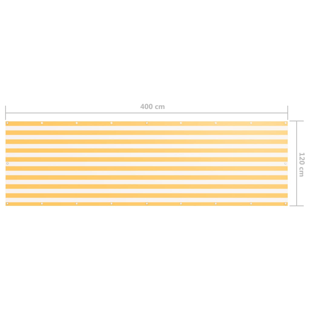vidaXL Balkono pertvara, balta ir geltona, 120x400cm, oksfordo audinys