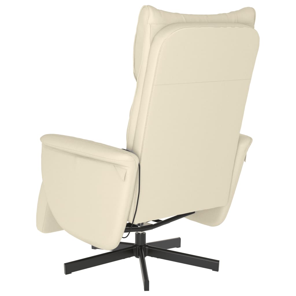 vidaXL Atlošiama msažinė kėdė su pakoja, kreminė, dirbtinė oda