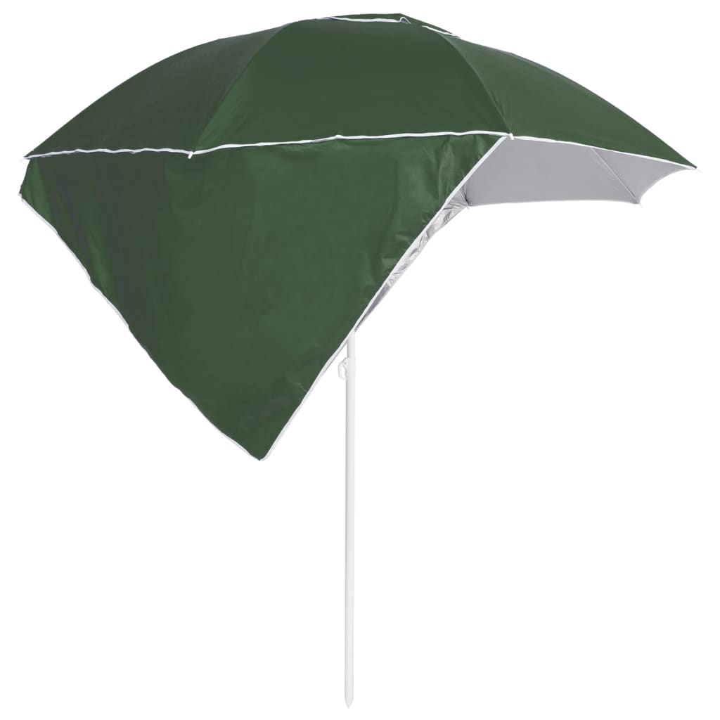 vidaXL Paplūdimio skėtis su šoninėmis sienomis, žalias, 215cm