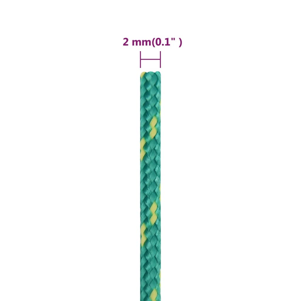 vidaXL Valties virvė, žalios spalvos, 2mm, 500m, polipropilenas